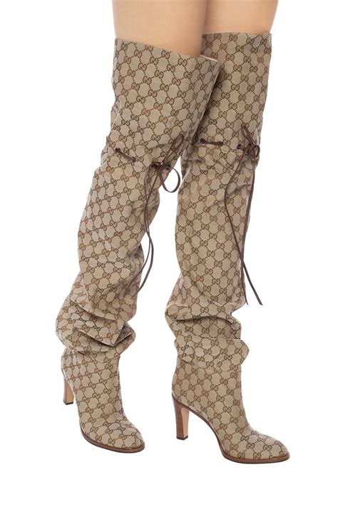 gucci boots womens sale|Gucci print thigh high boots.